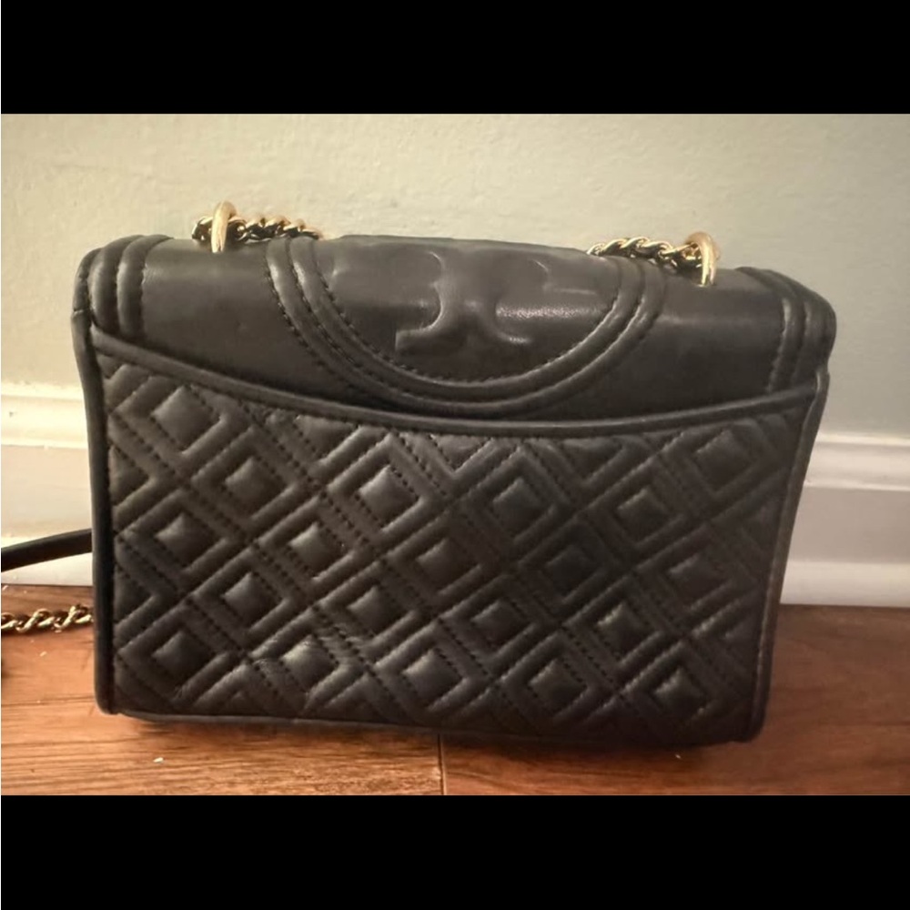 Tory Burch Black Quilted Shoulder Bag with Gold Chain